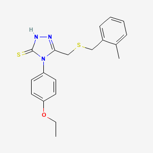 molecular formula C19H21N3OS2 B4779836 4-(4-ethoxyphenyl)-5-{[(2-methylbenzyl)thio]methyl}-4H-1,2,4-triazole-3-thiol 