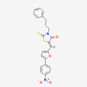 molecular formula C23H18N2O4S2 B4779842 5-{[5-(4-nitrophenyl)-2-furyl]methylene}-3-(3-phenylpropyl)-2-thioxo-1,3-thiazolidin-4-one 