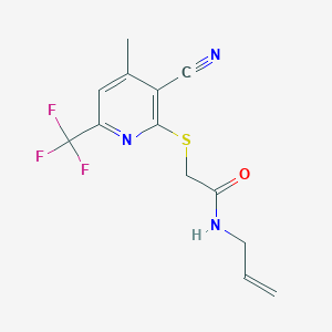 molecular formula C13H12F3N3OS B4779843 N-allyl-2-{[3-cyano-4-methyl-6-(trifluoromethyl)-2-pyridinyl]thio}acetamide 