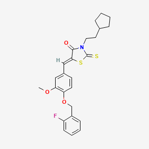 molecular formula C25H26FNO3S2 B4779854 3-(2-cyclopentylethyl)-5-{4-[(2-fluorobenzyl)oxy]-3-methoxybenzylidene}-2-thioxo-1,3-thiazolidin-4-one 