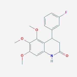 molecular formula C18H18FNO4 B4779870 4-(3-fluorophenyl)-5,6,7-trimethoxy-3,4-dihydro-2(1H)-quinolinone 