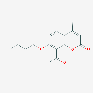 molecular formula C17H20O4 B4779875 7-butoxy-4-methyl-8-propionyl-2H-chromen-2-one 