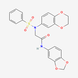 molecular formula C23H20N2O7S B4779888 N~1~-1,3-benzodioxol-5-yl-N~2~-(2,3-dihydro-1,4-benzodioxin-6-yl)-N~2~-(phenylsulfonyl)glycinamide 