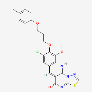 molecular formula C23H21ClN4O4S B4779902 6-{3-chloro-5-methoxy-4-[3-(4-methylphenoxy)propoxy]benzylidene}-5-imino-5,6-dihydro-7H-[1,3,4]thiadiazolo[3,2-a]pyrimidin-7-one 