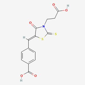 4-{[3-(2-carboxyethyl)-4-oxo-2-thioxo-1,3-thiazolidin-5-ylidene]methyl}benzoic acid