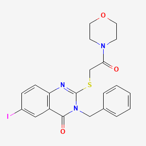 molecular formula C21H20IN3O3S B4779935 3-benzyl-6-iodo-2-{[2-(4-morpholinyl)-2-oxoethyl]thio}-4(3H)-quinazolinone 