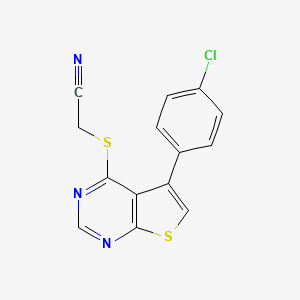molecular formula C14H8ClN3S2 B4779943 {[5-(4-chlorophenyl)thieno[2,3-d]pyrimidin-4-yl]thio}acetonitrile 