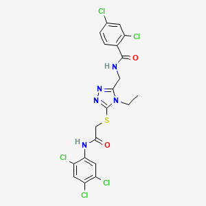 molecular formula C20H16Cl5N5O2S B4779956 2,4-dichloro-N-{[4-ethyl-5-({2-oxo-2-[(2,4,5-trichlorophenyl)amino]ethyl}thio)-4H-1,2,4-triazol-3-yl]methyl}benzamide 