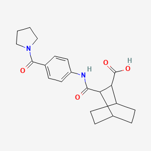 molecular formula C21H26N2O4 B4779967 3-({[4-(1-pyrrolidinylcarbonyl)phenyl]amino}carbonyl)bicyclo[2.2.2]octane-2-carboxylic acid 