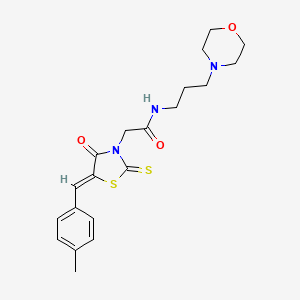 molecular formula C20H25N3O3S2 B4780022 2-[5-(4-methylbenzylidene)-4-oxo-2-thioxo-1,3-thiazolidin-3-yl]-N-[3-(4-morpholinyl)propyl]acetamide 