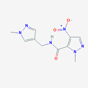 molecular formula C10H12N6O3 B4780086 1-methyl-N-[(1-methyl-1H-pyrazol-4-yl)methyl]-4-nitro-1H-pyrazole-5-carboxamide 