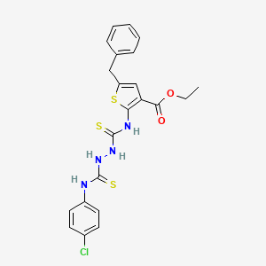molecular formula C22H21ClN4O2S3 B4780122 ethyl 5-benzyl-2-{[(2-{[(4-chlorophenyl)amino]carbonothioyl}hydrazino)carbonothioyl]amino}-3-thiophenecarboxylate 