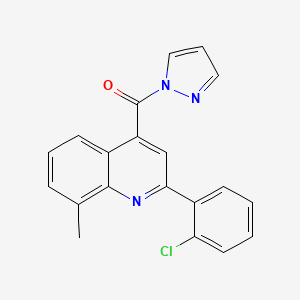 molecular formula C20H14ClN3O B4780131 2-(2-chlorophenyl)-8-methyl-4-(1H-pyrazol-1-ylcarbonyl)quinoline 
