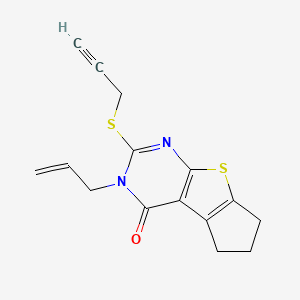 molecular formula C15H14N2OS2 B4780205 3-allyl-2-(2-propyn-1-ylthio)-3,5,6,7-tetrahydro-4H-cyclopenta[4,5]thieno[2,3-d]pyrimidin-4-one 