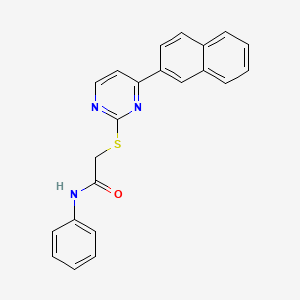 molecular formula C22H17N3OS B4780223 2-{[4-(2-naphthyl)-2-pyrimidinyl]thio}-N-phenylacetamide 