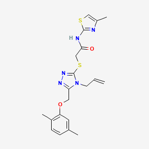 molecular formula C20H23N5O2S2 B4780256 2-({4-allyl-5-[(2,5-dimethylphenoxy)methyl]-4H-1,2,4-triazol-3-yl}thio)-N-(4-methyl-1,3-thiazol-2-yl)acetamide 