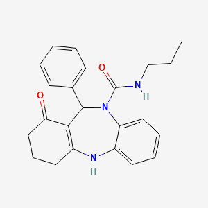 molecular formula C23H25N3O2 B4780293 1-oxo-11-phenyl-N-propyl-1,2,3,4,5,11-hexahydro-10H-dibenzo[b,e][1,4]diazepine-10-carboxamide 
