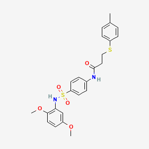 molecular formula C24H26N2O5S2 B4780302 N-(4-{[(2,5-dimethoxyphenyl)amino]sulfonyl}phenyl)-3-[(4-methylphenyl)thio]propanamide 