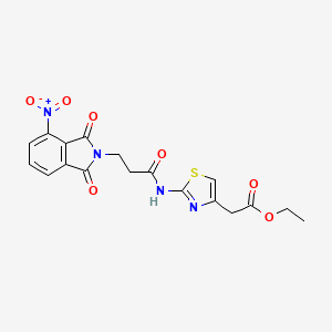 molecular formula C18H16N4O7S B4780304 ethyl (2-{[3-(4-nitro-1,3-dioxo-1,3-dihydro-2H-isoindol-2-yl)propanoyl]amino}-1,3-thiazol-4-yl)acetate 