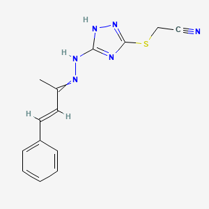 molecular formula C14H14N6S B4780360 ({5-[2-(1-methyl-3-phenyl-2-propen-1-ylidene)hydrazino]-4H-1,2,4-triazol-3-yl}thio)acetonitrile 