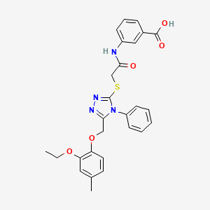 molecular formula C27H26N4O5S B4780398 3-{[({5-[(2-ethoxy-4-methylphenoxy)methyl]-4-phenyl-4H-1,2,4-triazol-3-yl}thio)acetyl]amino}benzoic acid 