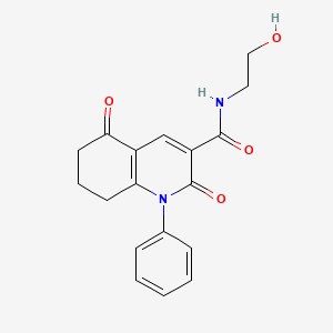 molecular formula C18H18N2O4 B4780421 N-(2-hydroxyethyl)-2,5-dioxo-1-phenyl-1,2,5,6,7,8-hexahydro-3-quinolinecarboxamide 