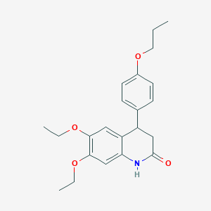 molecular formula C22H27NO4 B4780427 6,7-diethoxy-4-(4-propoxyphenyl)-3,4-dihydro-2(1H)-quinolinone 