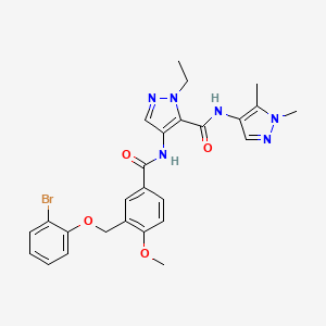 molecular formula C26H27BrN6O4 B4780430 4-({3-[(2-bromophenoxy)methyl]-4-methoxybenzoyl}amino)-N-(1,5-dimethyl-1H-pyrazol-4-yl)-1-ethyl-1H-pyrazole-5-carboxamide 