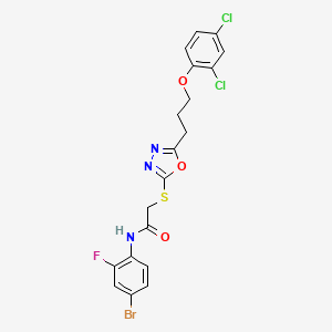 molecular formula C19H15BrCl2FN3O3S B4780442 N-(4-bromo-2-fluorophenyl)-2-({5-[3-(2,4-dichlorophenoxy)propyl]-1,3,4-oxadiazol-2-yl}thio)acetamide 