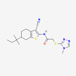 molecular formula C19H25N5OS2 B4780444 N-[3-cyano-6-(1,1-dimethylpropyl)-4,5,6,7-tetrahydro-1-benzothien-2-yl]-2-[(4-methyl-4H-1,2,4-triazol-3-yl)thio]acetamide 