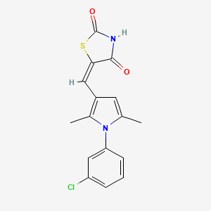 molecular formula C16H13ClN2O2S B4780464 5-{[1-(3-chlorophenyl)-2,5-dimethyl-1H-pyrrol-3-yl]methylene}-1,3-thiazolidine-2,4-dione 