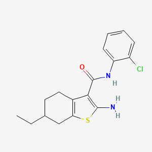 molecular formula C17H19ClN2OS B4780473 2-amino-N-(2-chlorophenyl)-6-ethyl-4,5,6,7-tetrahydro-1-benzothiophene-3-carboxamide 