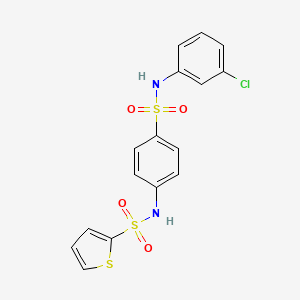 molecular formula C16H13ClN2O4S3 B4780478 N-(4-{[(3-chlorophenyl)amino]sulfonyl}phenyl)-2-thiophenesulfonamide 