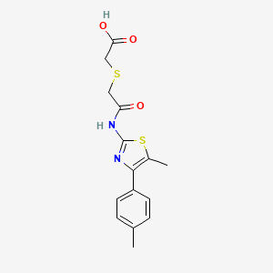 molecular formula C15H16N2O3S2 B4780509 [(2-{[5-methyl-4-(4-methylphenyl)-1,3-thiazol-2-yl]amino}-2-oxoethyl)thio]acetic acid 