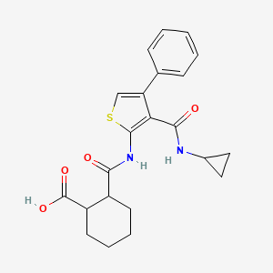 molecular formula C22H24N2O4S B4780518 2-[({3-[(cyclopropylamino)carbonyl]-4-phenyl-2-thienyl}amino)carbonyl]cyclohexanecarboxylic acid 