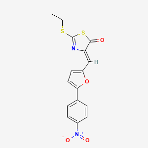 molecular formula C16H12N2O4S2 B4780522 2-(ethylthio)-4-{[5-(4-nitrophenyl)-2-furyl]methylene}-1,3-thiazol-5(4H)-one 