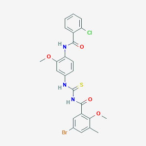 molecular formula C24H21BrClN3O4S B4780550 5-bromo-N-[({4-[(2-chlorobenzoyl)amino]-3-methoxyphenyl}amino)carbonothioyl]-2-methoxy-3-methylbenzamide 