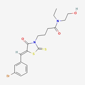 4-[5-(3-bromobenzylidene)-4-oxo-2-thioxo-1,3-thiazolidin-3-yl]-N-ethyl-N-(2-hydroxyethyl)butanamide