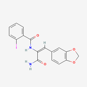 N-[(E)-3-amino-1-(1,3-benzodioxol-5-yl)-3-oxoprop-1-en-2-yl]-2-iodobenzamide