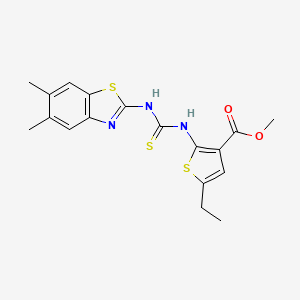 molecular formula C18H19N3O2S3 B4780622 methyl 2-({[(5,6-dimethyl-1,3-benzothiazol-2-yl)amino]carbonothioyl}amino)-5-ethyl-3-thiophenecarboxylate CAS No. 708247-85-2