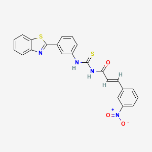 molecular formula C23H16N4O3S2 B4780650 (2E)-N-{[3-(1,3-benzothiazol-2-yl)phenyl]carbamothioyl}-3-(3-nitrophenyl)prop-2-enamide 