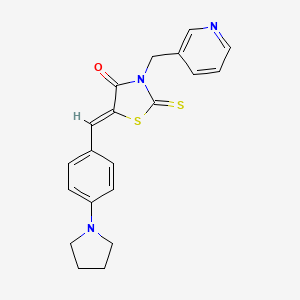 molecular formula C20H19N3OS2 B4780664 3-(3-pyridinylmethyl)-5-[4-(1-pyrrolidinyl)benzylidene]-2-thioxo-1,3-thiazolidin-4-one 