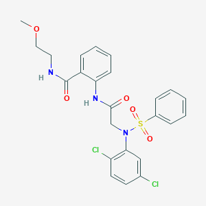 molecular formula C24H23Cl2N3O5S B4780684 2-{[N-(2,5-dichlorophenyl)-N-(phenylsulfonyl)glycyl]amino}-N-(2-methoxyethyl)benzamide 