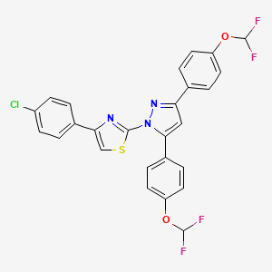 molecular formula C26H16ClF4N3O2S B4780686 2-{3,5-bis[4-(difluoromethoxy)phenyl]-1H-pyrazol-1-yl}-4-(4-chlorophenyl)-1,3-thiazole 