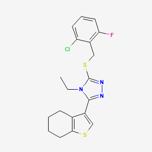 molecular formula C19H19ClFN3S2 B4780696 2-CHLORO-6-FLUOROBENZYL [4-ETHYL-5-(4,5,6,7-TETRAHYDRO-1-BENZOTHIOPHEN-3-YL)-4H-1,2,4-TRIAZOL-3-YL] SULFIDE 