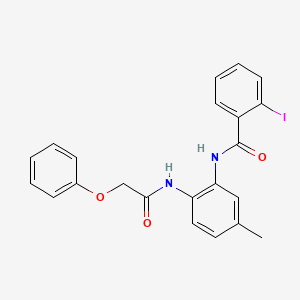 molecular formula C22H19IN2O3 B4780844 2-iodo-N-{5-methyl-2-[(phenoxyacetyl)amino]phenyl}benzamide 