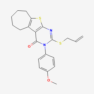 molecular formula C21H22N2O2S2 B4780898 2-(ALLYLSULFANYL)-3-(4-METHOXYPHENYL)-3,5,6,7,8,9-HEXAHYDRO-4H-CYCLOHEPTA[4,5]THIENO[2,3-D]PYRIMIDIN-4-ONE 