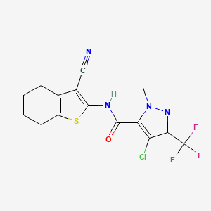 4-chloro-N-(3-cyano-4,5,6,7-tetrahydro-1-benzothiophen-2-yl)-1-methyl-3-(trifluoromethyl)-1H-pyrazole-5-carboxamide