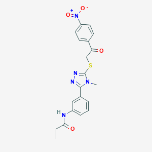 molecular formula C20H19N5O4S B478099 N-[3-[4-methyl-5-[2-(4-nitrophenyl)-2-oxoethyl]sulfanyl-1,2,4-triazol-3-yl]phenyl]propanamide CAS No. 496053-94-2