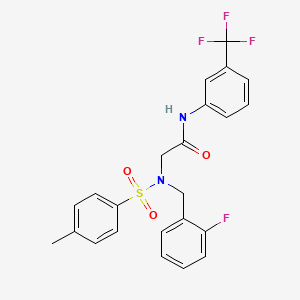 molecular formula C23H20F4N2O3S B4781021 N~2~-(2-fluorobenzyl)-N~2~-[(4-methylphenyl)sulfonyl]-N-[3-(trifluoromethyl)phenyl]glycinamide 